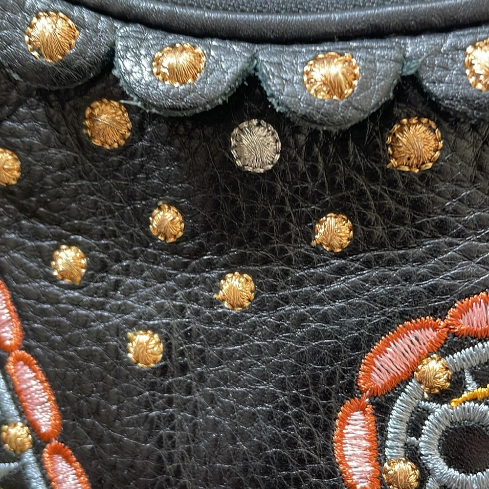 Isabella Fiore Embroidered Leather Bohemian Shoulder Bag Rare Perfect Vintage - Picture 9 of 11